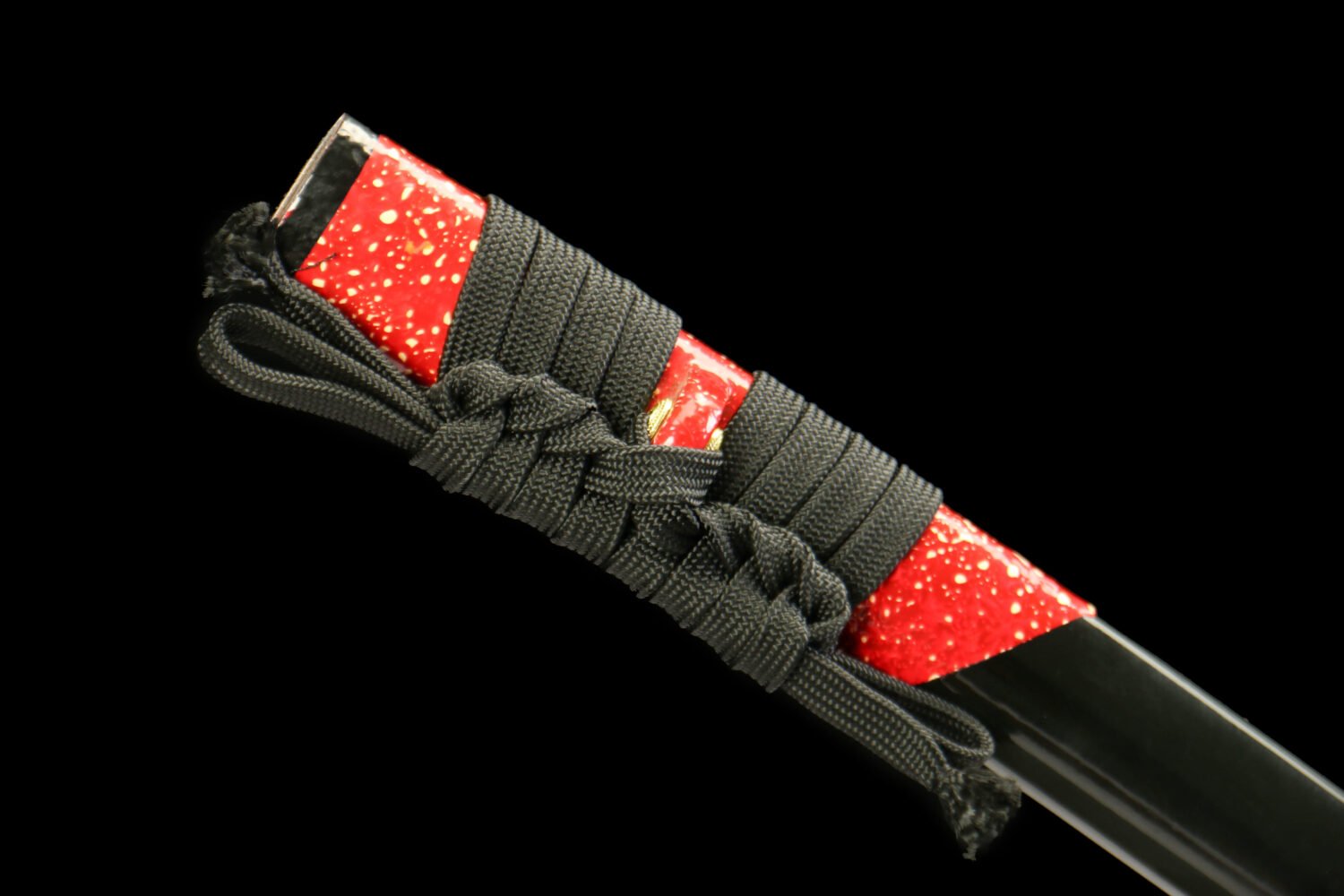 IMG_6082 1065 steel - pure hand-forged samurai sword - green leather sheath - zinc alloy fittings - roasted black - red flame