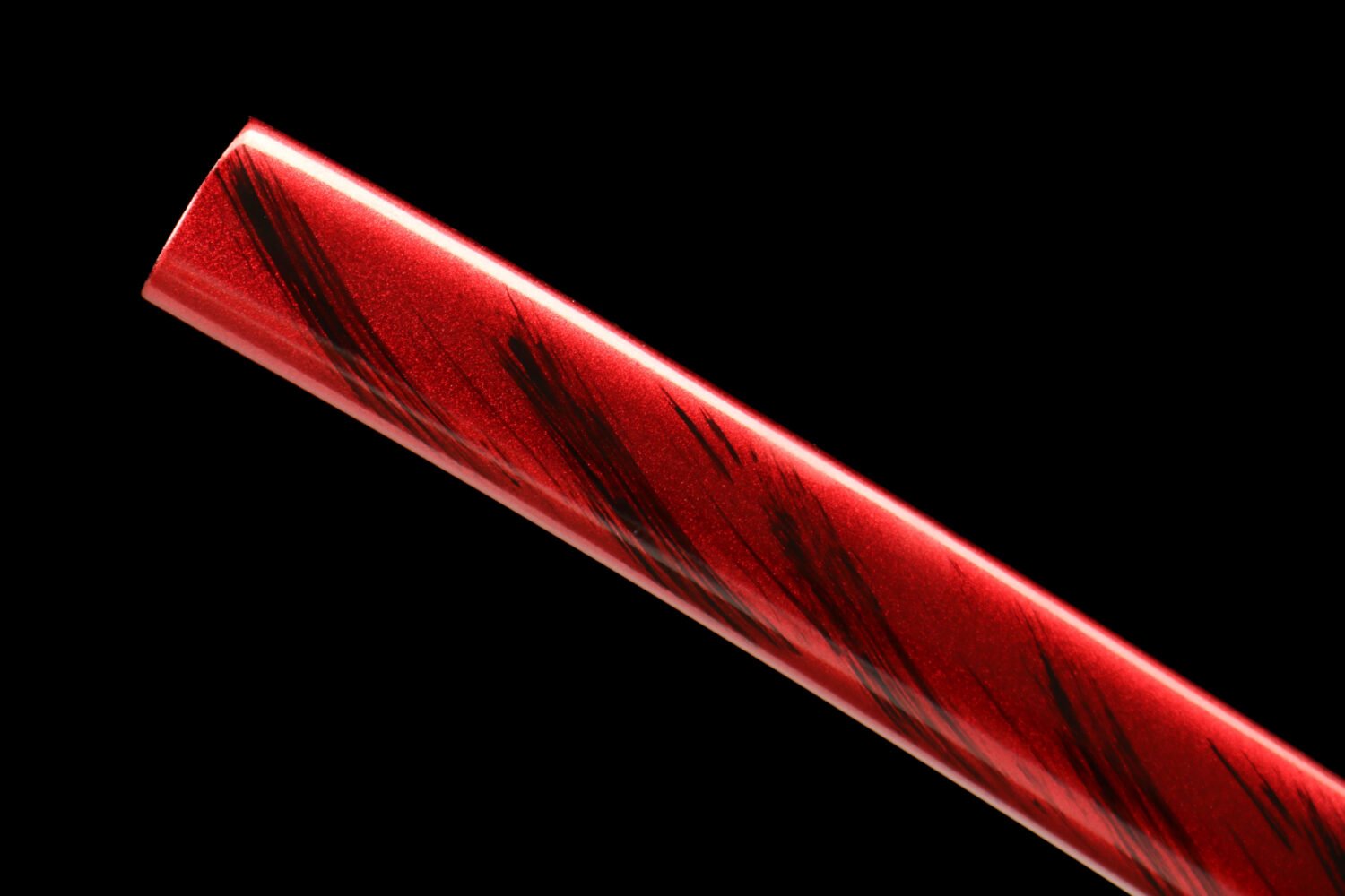 Patterned Steel - Purely Hand-Forged Samurai Sword - Green Leather Scabbard - Zinc Alloy Fittings - Roasted Red - Jinyang