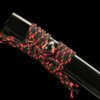Patterned Steel - Purely Hand-Forged Samurai Sword - Green Leather Scabbard - Zinc Alloy Fittings - Roasted Red - Jinyang