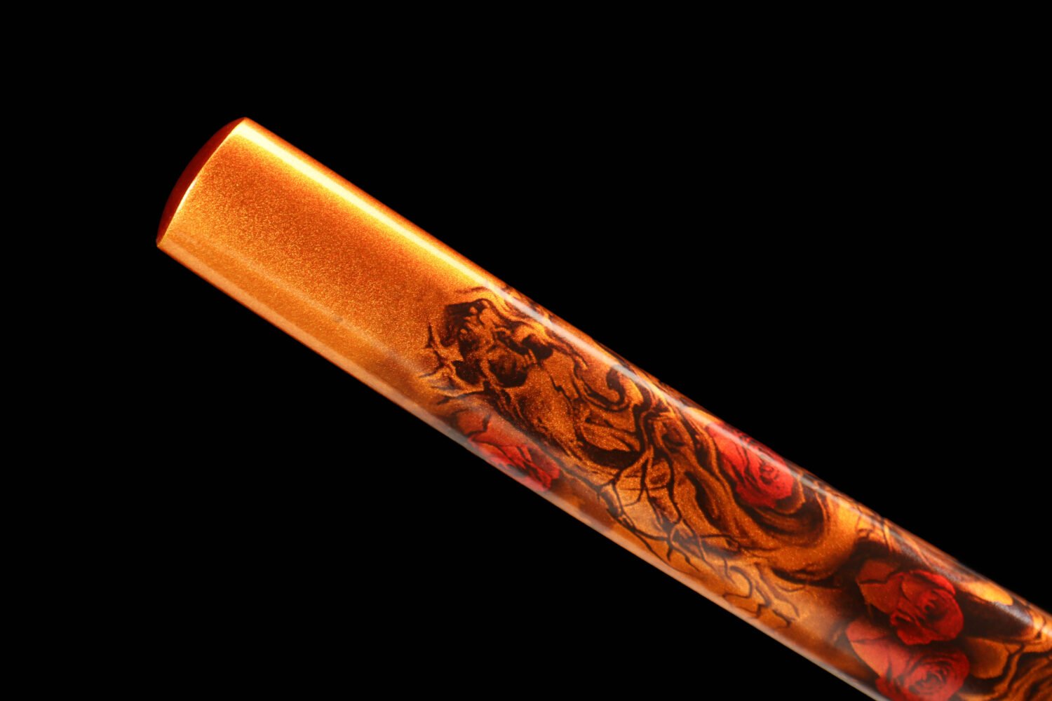 IMG_6109 1065 steel - pure hand-forged samurai sword - green leather sheath - zinc alloy fittings - roasted black - hunting sand