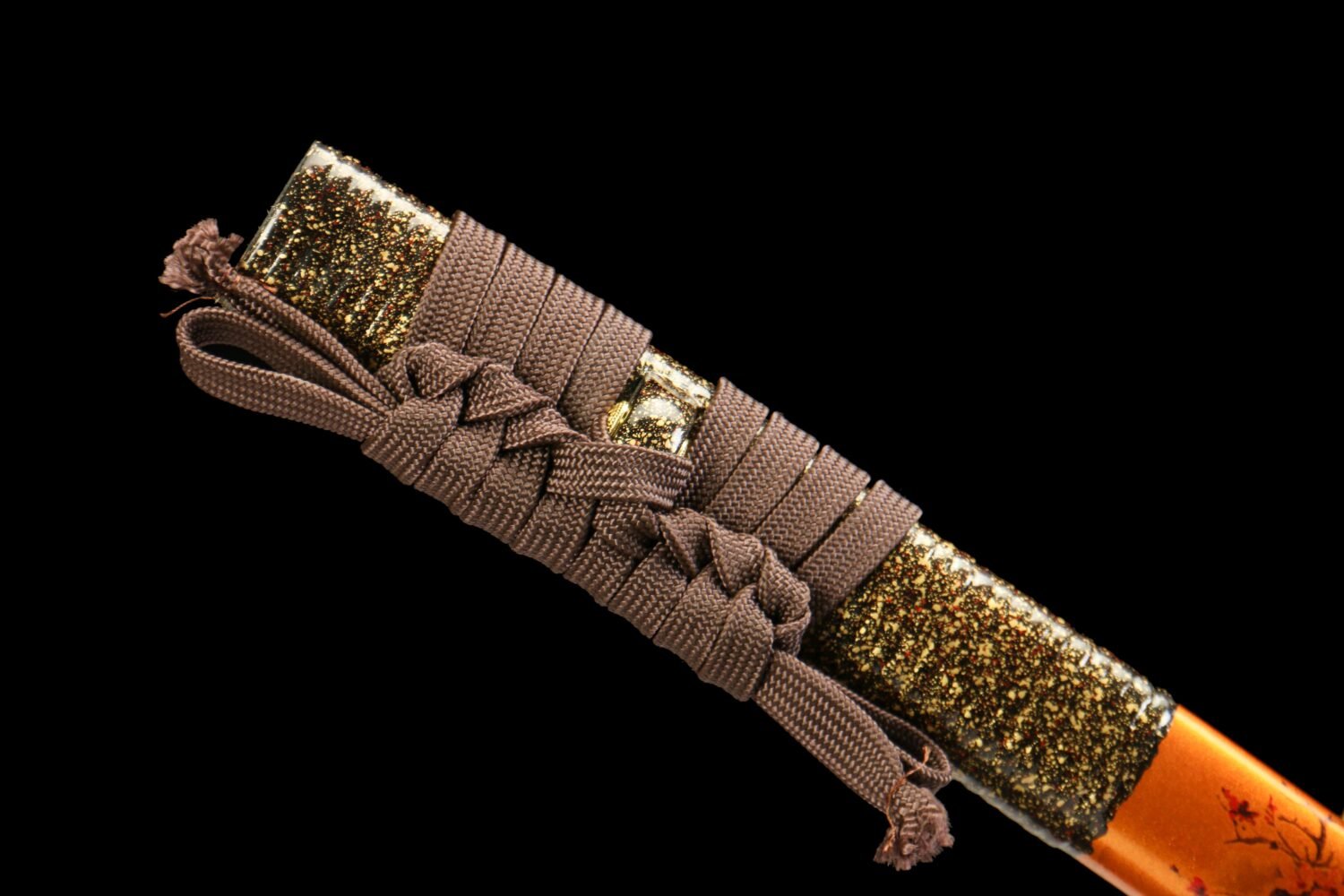IMG_6110 1065 steel - pure hand-forged samurai sword - green leather sheath - zinc alloy fittings - roasted black - hunting sand