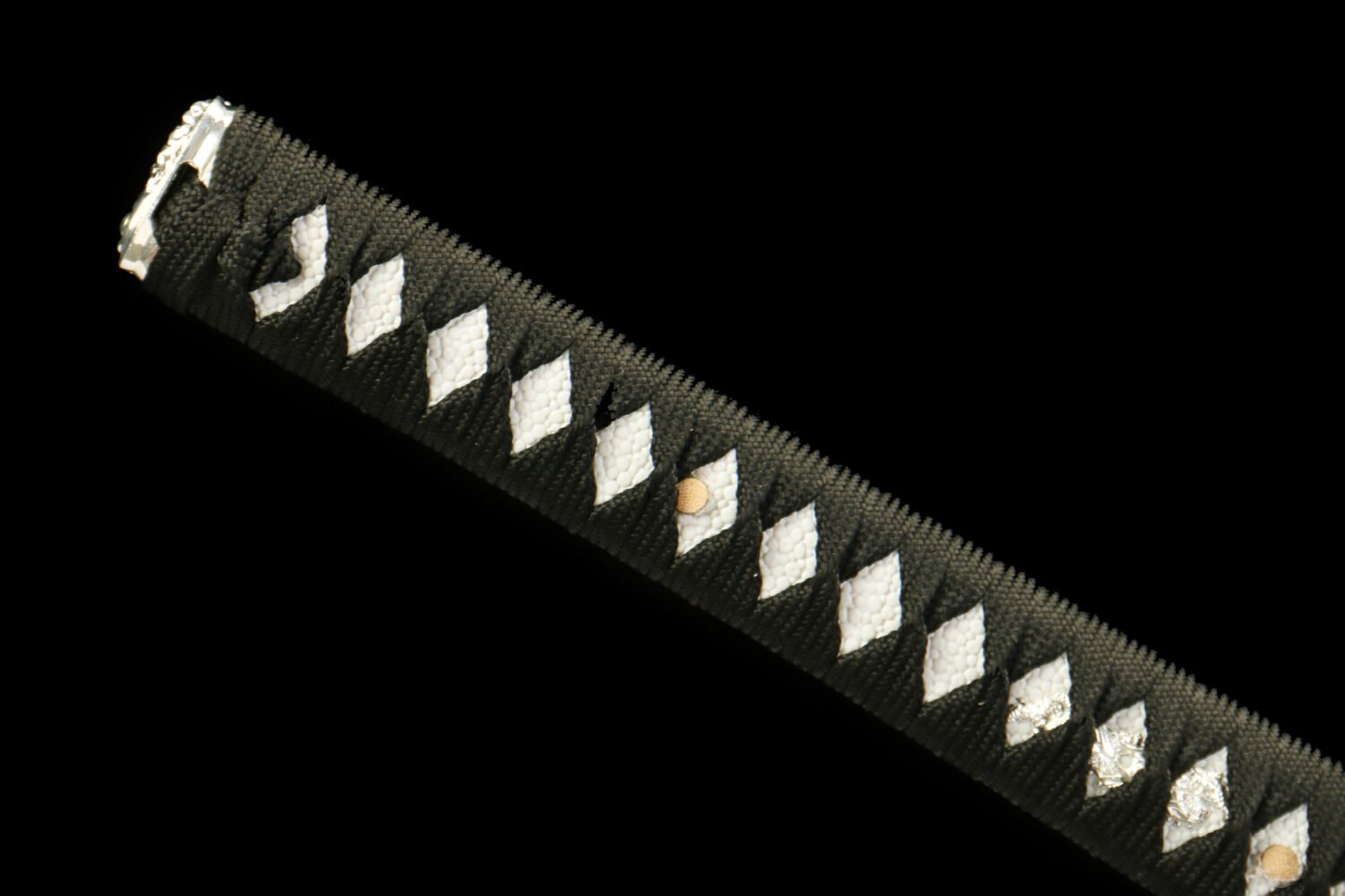 Damascus steel, pure handmade Japanese katana, green leather sheath, twisted pattern, silver plating, frosted magnificent