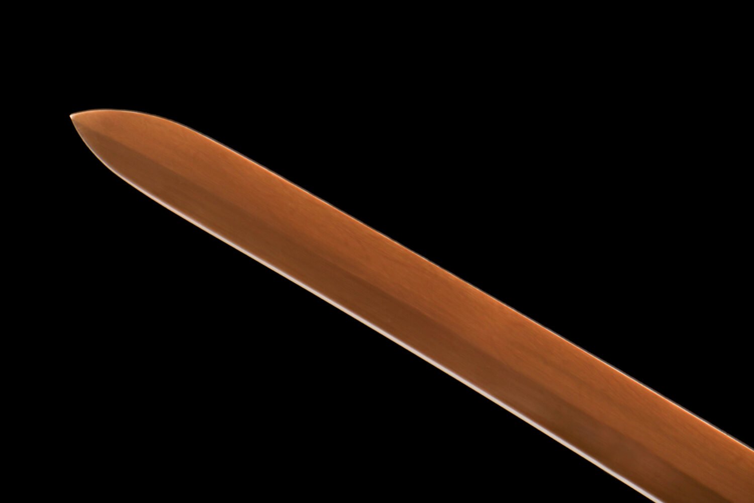 1065 steel - pure handmade Japanese katana - green leather sheath - zinc alloy fittings - roasted red - burnt gold