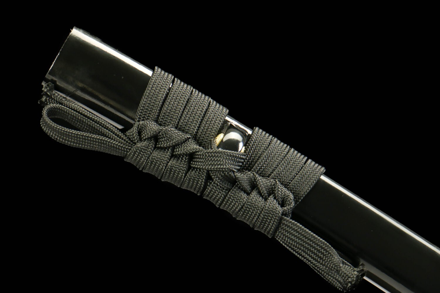 IMG_6226 Damascus Steel - Hand-Forged Katana - Green Leather Scabbard - Twisted Pattern - Copper Hardware - Amber