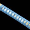 Damascus Steel - Purely Hand-Forged Katana - Green Leather Scabbard - Twisted Pattern - Copper Hardware - Meteorite