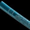 Damascus Steel - Purely Hand-Forged Katana - Green Leather Scabbard - Twisted Pattern - Copper Hardware - Meteorite