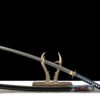 1060 steel - pure handmade Japanese samurai sword - half covered fish skin sheath - copper gilded silver - crane shadow