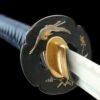1060 steel - pure handmade Japanese samurai sword - half covered fish skin sheath - copper gilded silver - crane shadow