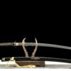1045 steel - pure hand-forged samurai sword - green leather sheath - iron harness - Kill Bill - carbon steel version