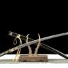 1045 steel - pure hand-forged samurai sword - green leather sheath - iron harness - Kill Bill - carbon steel version