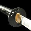1045 steel - pure hand-forged samurai sword - green leather sheath - iron harness - Kill Bill - carbon steel version
