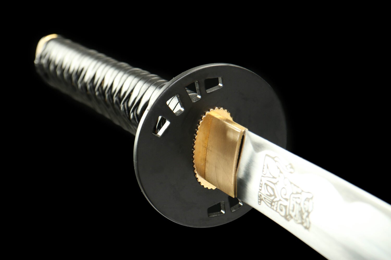 1045 steel - pure hand-forged samurai sword - green leather sheath - iron harness - Kill Bill - carbon steel version
