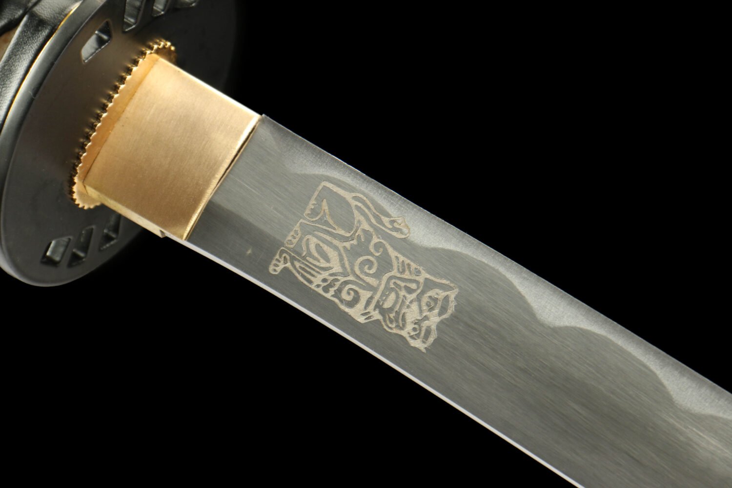 1045 steel - pure hand-forged samurai sword - green leather sheath - iron harness - Kill Bill - carbon steel version