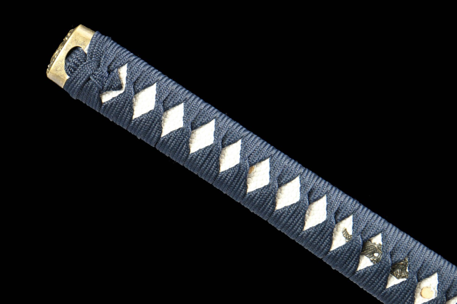 IMG_6930 1065 steel - pure handmade Japanese katana - green leather sheath - zinc alloy fittings - baked gold - ice flame sword