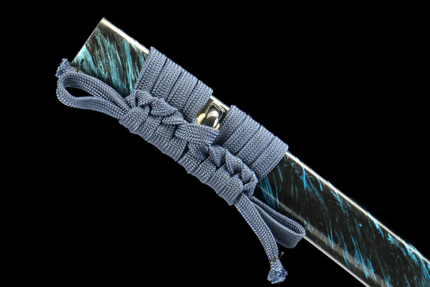 IMG_6932 1065 steel - pure handmade Japanese katana - green leather sheath - zinc alloy fittings - baked gold - ice flame sword