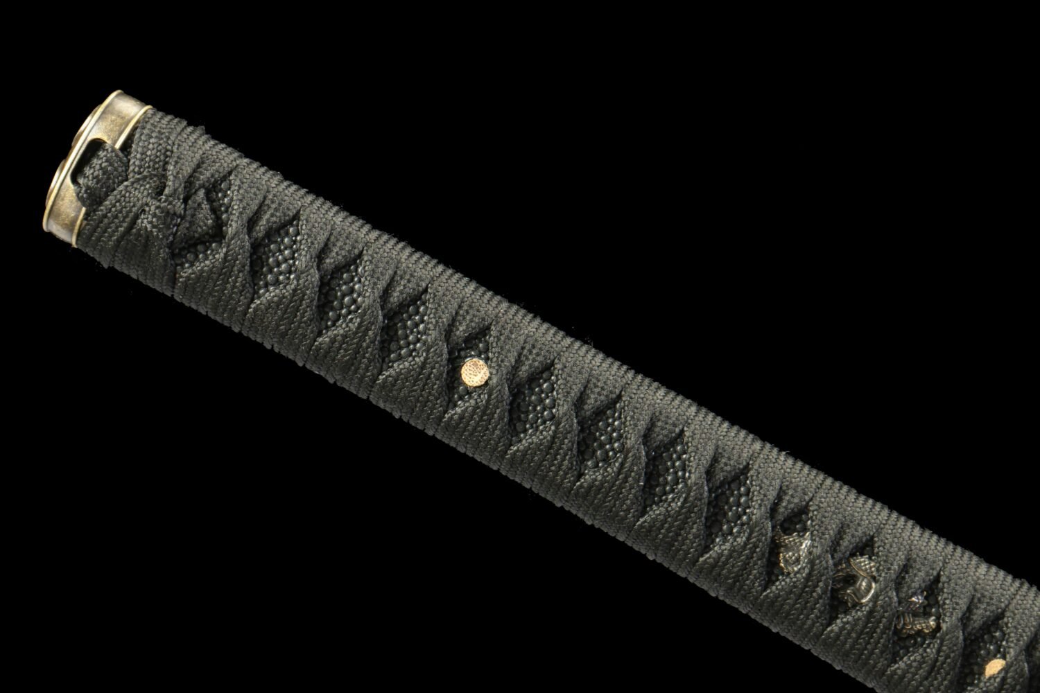 IMG_6990 1065 steel - pure hand-forged samurai sword - green leather sheath - zinc alloy fittings - baked red - cracked