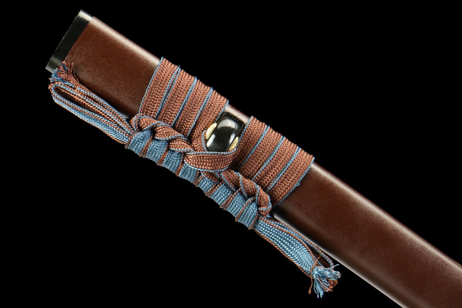 IMG_7035 1065 steel - pure hand-forged samurai sword - green leather sheath - zinc alloy fittings - baked red - static blade