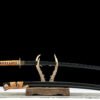 1045 steel - pure hand-forged samurai sword - green leather sheath - zinc alloy fittings - roasted black - night spirit