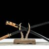 1045 steel - pure hand-forged samurai sword - green leather sheath - zinc alloy fittings - roasted black - night spirit