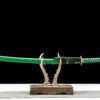 1045 steel - pure hand-forged samurai sword - green leather sheath - zinc alloy fittings - special craftsmanship - Cuishun