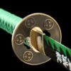 1045 steel - pure hand-forged samurai sword - green leather sheath - zinc alloy fittings - special craftsmanship - Cuishun