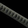 Patterned steel - pure hand-forged samurai sword - green leather sheath - iron fittings - baked red - moon reading