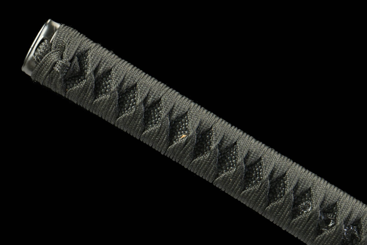 Patterned steel - pure hand-forged samurai sword - green leather sheath - iron fittings - baked red - moon reading