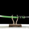 IMG_7181 1065 steel - pure handmade Japanese katana - green leather sheath - zinc alloy fittings - Youteng