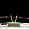 IMG_7190 1065 steel - pure handmade Japanese katana - green leather sheath - zinc alloy fittings - Youteng