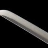 T10 steel - pure handmade Japanese katana - earth-covered and burnt blade - green leather sheath - copper fittings - thin sheath katana - black gold and blue silk