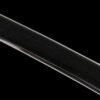 T10 steel - pure handmade Japanese katana - earth-covered and burnt blade - green leather sheath - copper fittings - thin sheath katana - black gold and blue silk