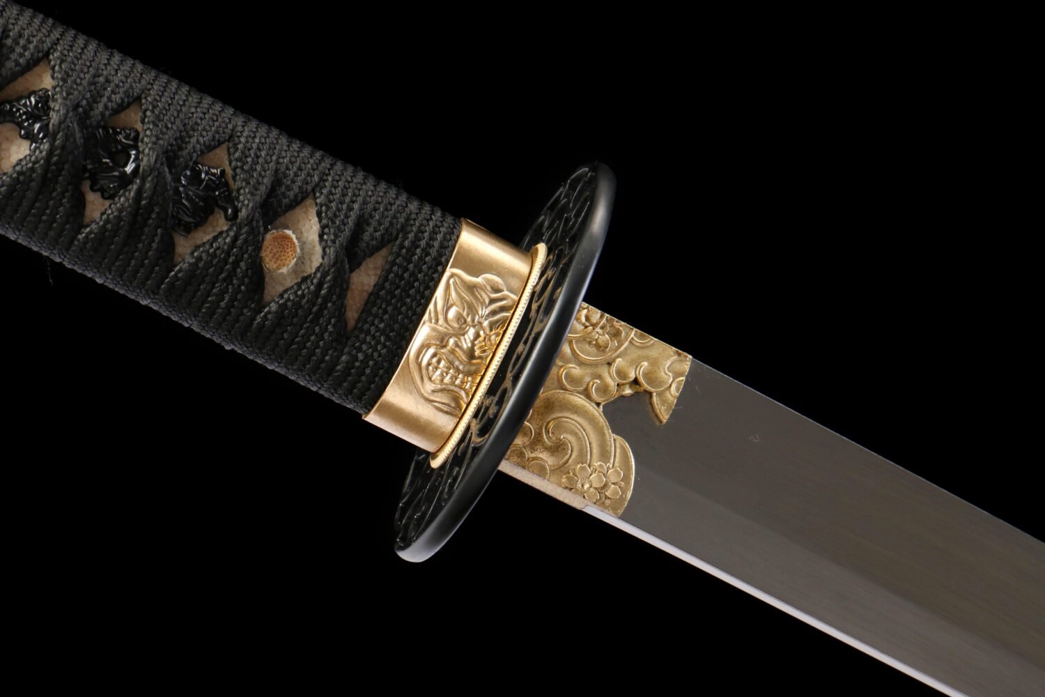 IMG_7975 1065 steel - pure hand-forged samurai sword - green leather sheath - iron equipment - dragon sheath mirror samurai sword - red sky dragon cry