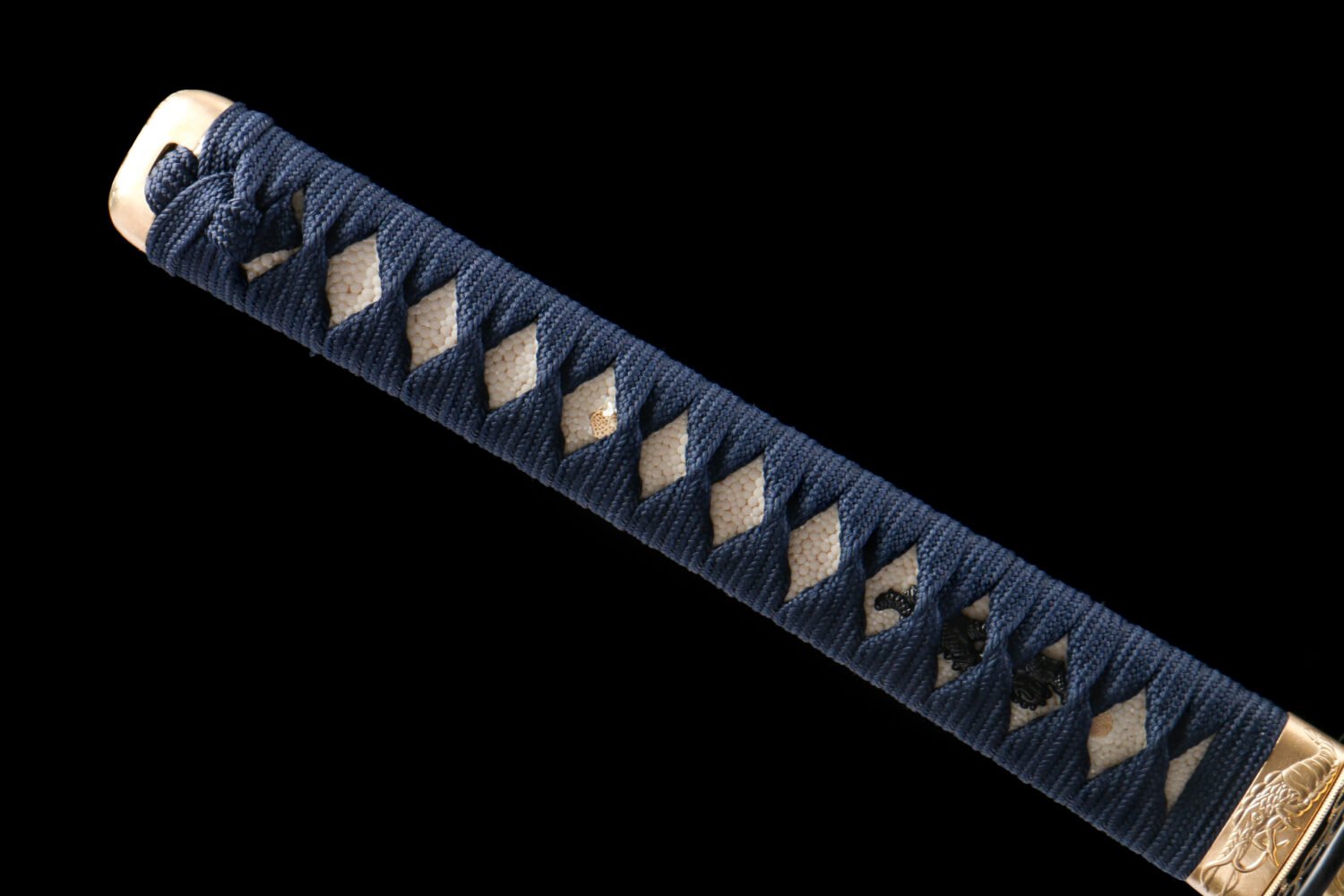 IMG_7989 1065 steel - pure hand-forged samurai sword - green leather sheath - iron equipment - blue flash pelican head made samurai sword - Qingyuan Yaojin