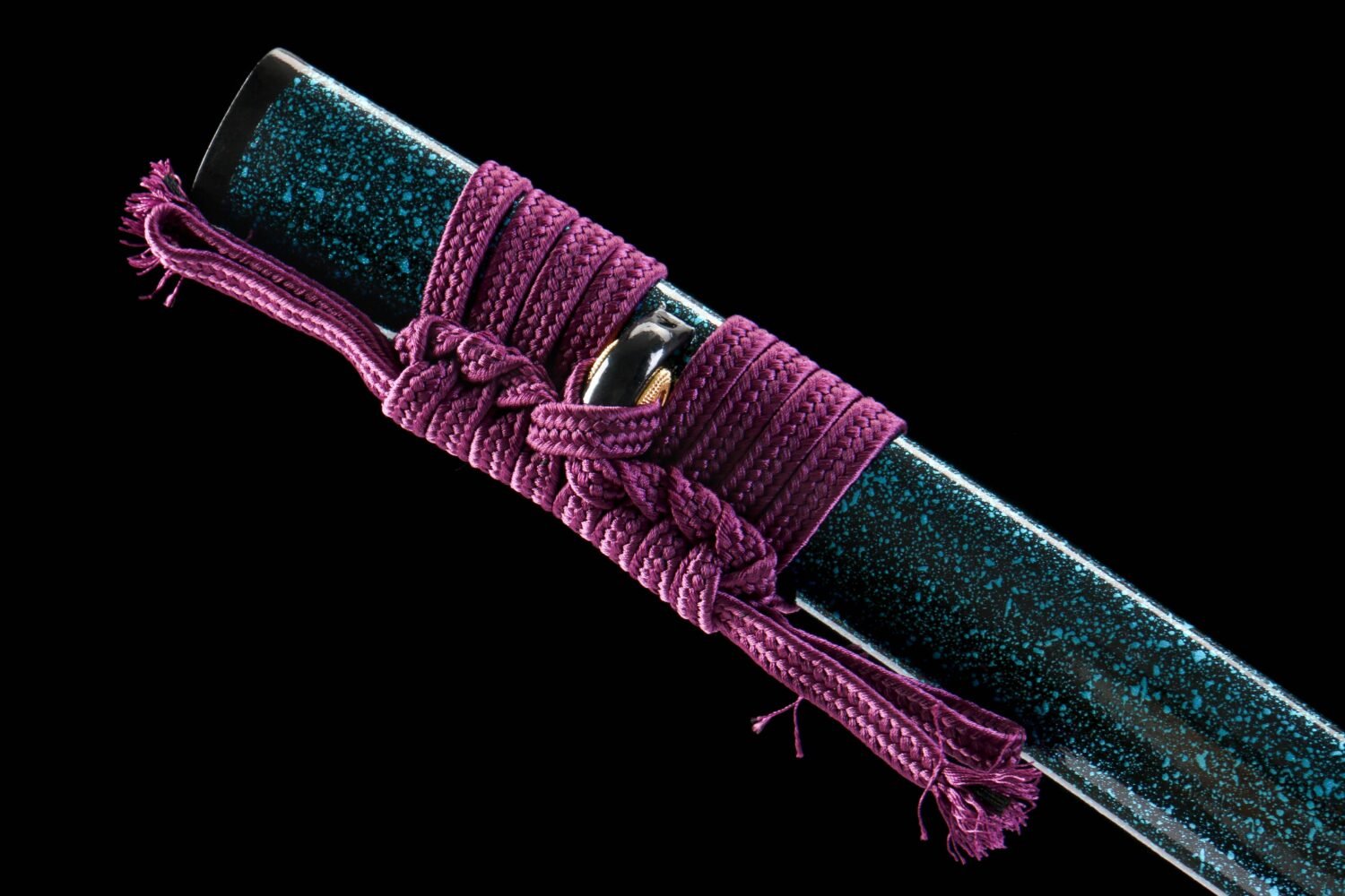 IMG_7991 1065 steel - pure hand-forged samurai sword - green leather sheath - iron equipment - blue flash pelican head made samurai sword - Qingyuan Yaojin