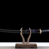 Damascus steel patterned steel - pure handmade Japanese katana - green leather sheath - copper fittings - plum blossom scabbard katana - azure gold