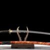 1060 steel - pure hand-forged samurai sword - green leather sheath - copper-plated gilded silver - three alloy foil sheathed scorched blade samurai sword - earth-covered scorched blade - gold-patterned red blade
