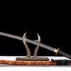 1060 steel - pure hand-forged samurai sword - green leather sheath - copper-plated gilded silver - three alloy foil sheathed scorched blade samurai sword - earth-covered scorched blade - gold-patterned red blade