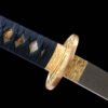 Damascus steel patterned steel - pure handmade Japanese katana - green leather sheath - copper fittings - plum blossom scabbard katana - azure gold