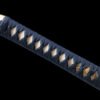Damascus steel patterned steel - pure handmade Japanese katana - green leather sheath - copper fittings - plum blossom scabbard katana - azure gold