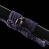 Damascus steel patterned steel - pure handmade Japanese katana - green leather sheath - copper fittings - plum blossom scabbard katana - azure gold