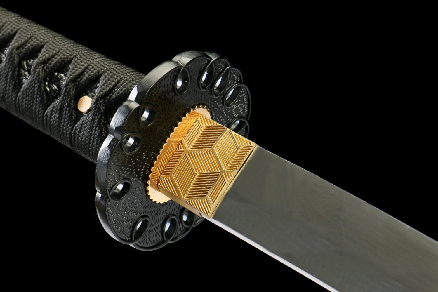 1065 steel - pure handmade Japanese katana - zinc alloy fittings - obsidian dragon