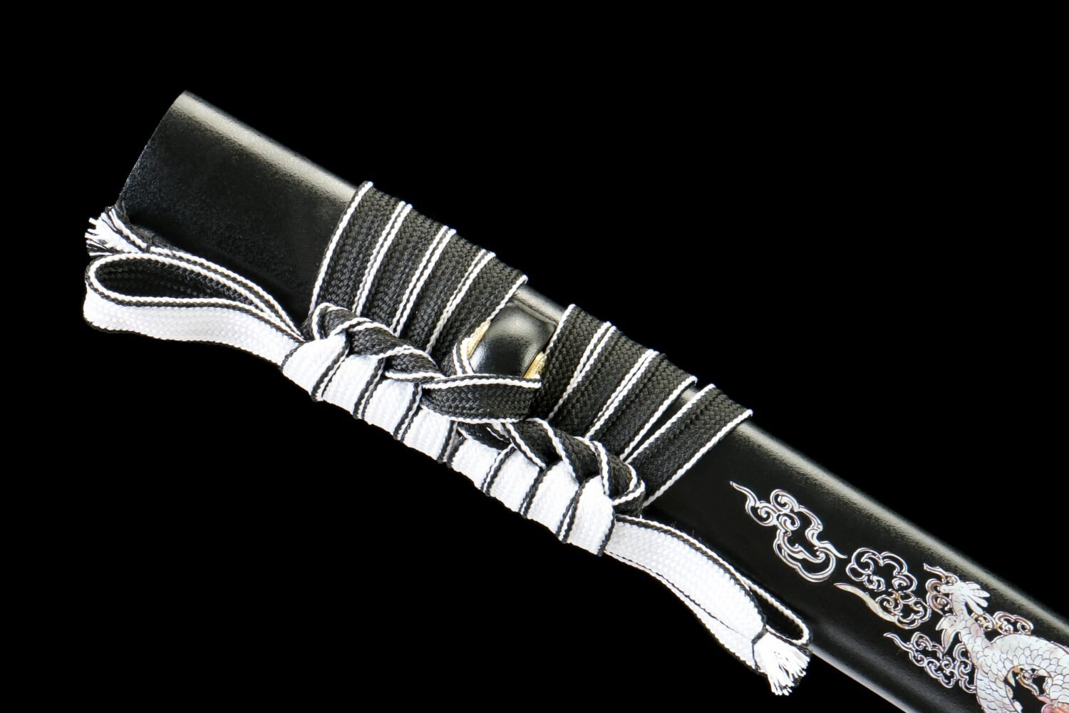 1065 steel - pure handmade Japanese katana - zinc alloy fittings - obsidian dragon