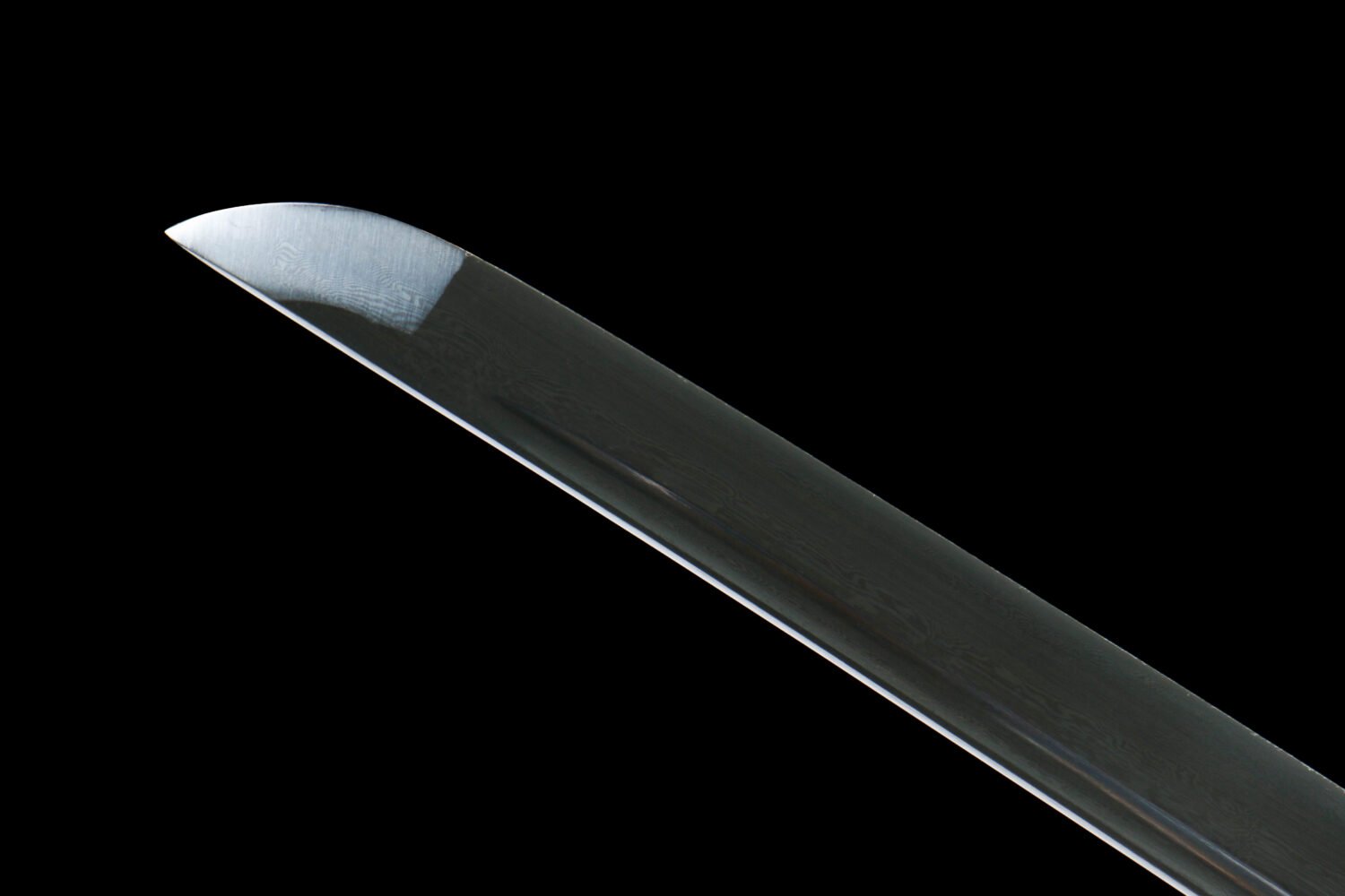 Patterned Steel - Purely Hand-Forged Katana - Green Leather Scabbard - Copper Hardware - Roasted Black - Shadow Hua