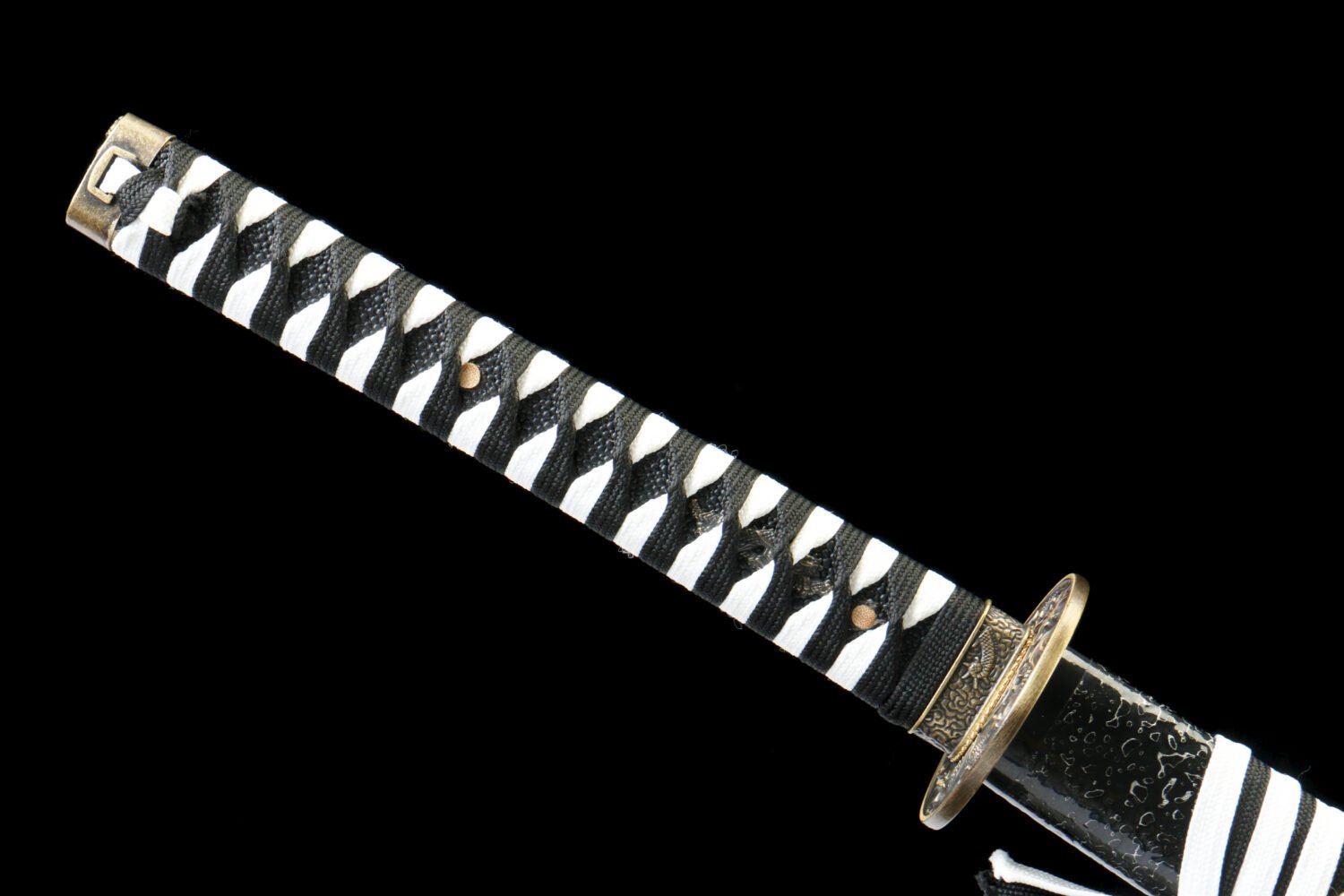 Patterned Steel - Purely Hand-Forged Katana - Green Leather Scabbard - Copper Hardware - Roasted Black - Shadow Hua