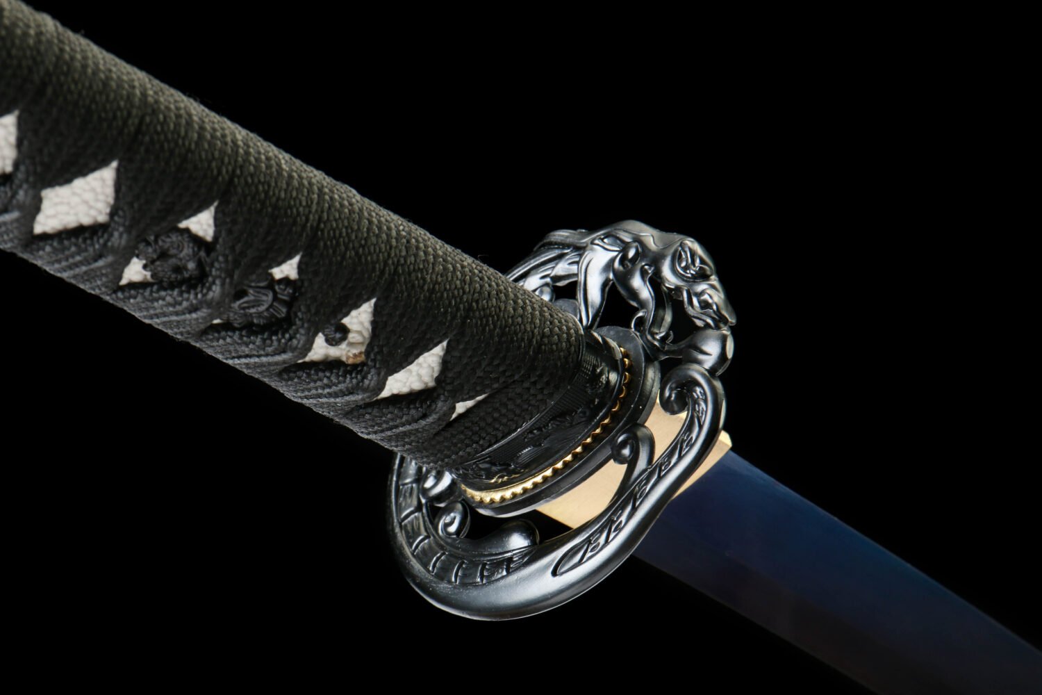 1066 steel - handmade Japanese samurai sword - green leather scabbard - zinc alloy equipment - Red Dragon Phantom