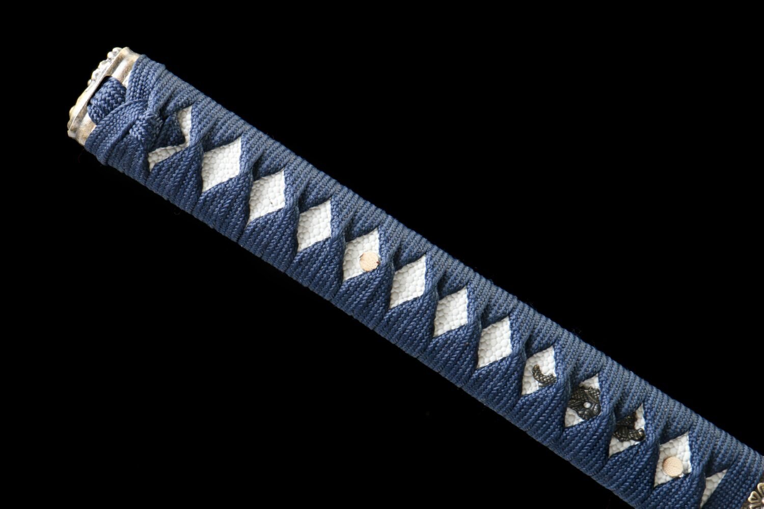 IMG_9426 1065 steel - pure hand-forged samurai sword - green leather sheath - zinc alloy fittings - blued - Cang Hai Ming Tao