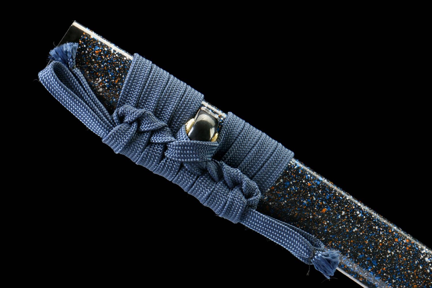 IMG_9431 1065 steel - pure hand-forged samurai sword - green leather sheath - zinc alloy fittings - blued - Cang Hai Ming Tao
