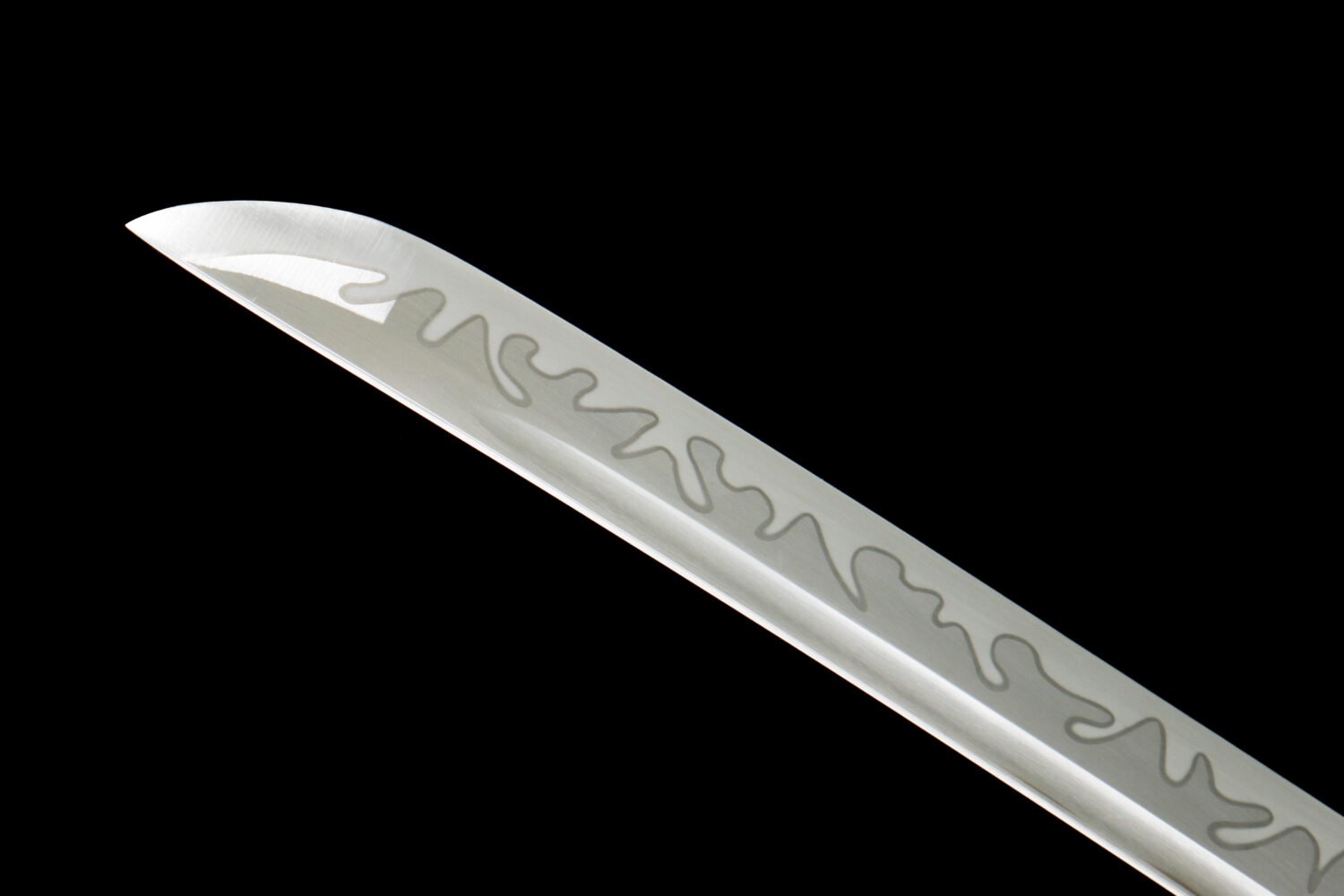 IMG_9435 1065 steel - pure handmade Japanese katana - green leather sheath - zinc alloy fittings - special craftsmanship - textured black - ink style