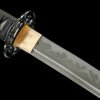 IMG_9437 1065 steel - pure handmade Japanese katana - green leather sheath - zinc alloy fittings - special craftsmanship - textured black - ink style