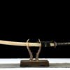 1065 steel - pure hand-forged samurai sword - green leather sheath - copper-plated gilded silver - baked gold - wooden heart ancient soul
